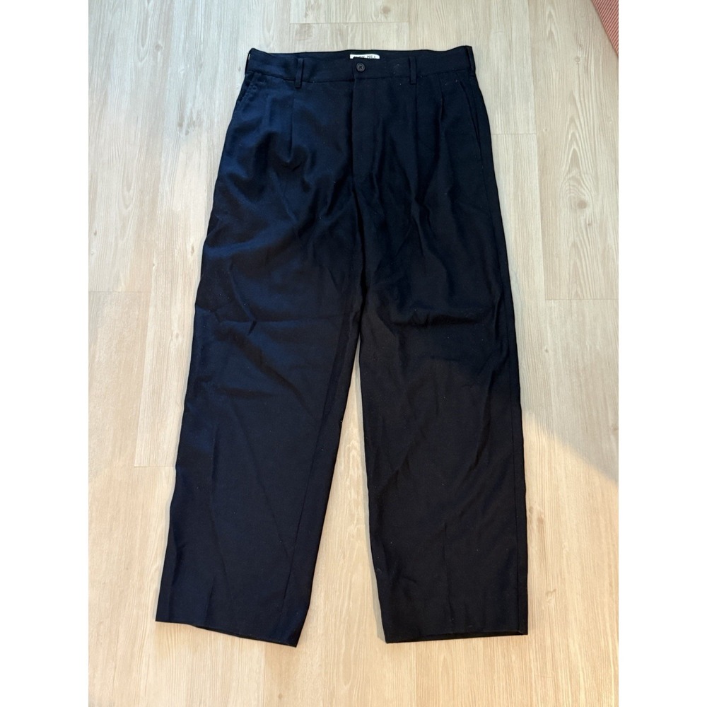 Alex Mill Henry Pleated Trouser Wool Flannel Navy Blue 32 Mens Dress Pants